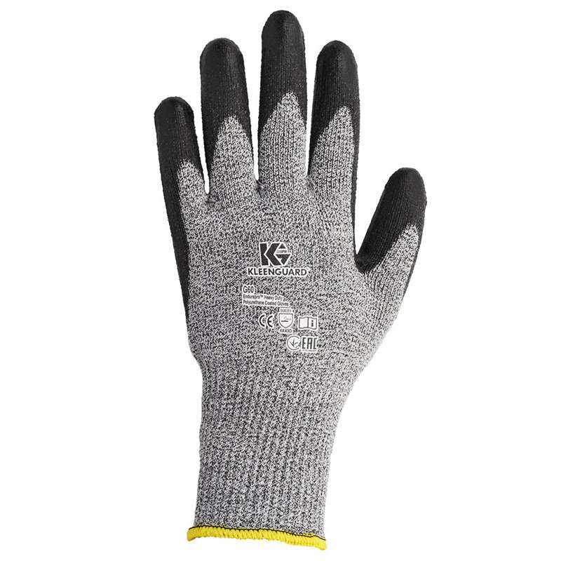KleenGuard G60 Level 5 Polyurethane Coated Cut Resistant Gloves, Black Salt & Paper, Size 11(2XL), 12 Pairs per Case