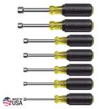 Magnetic Tip Nut Driver Set with 3" Hollow Shanks and Cushion Grips, 7 Pieces redirect to product page