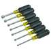 Magnetic Tip Nut Driver Set with 3" Hollow Shanks and Cushion Grips, 7 Pieces