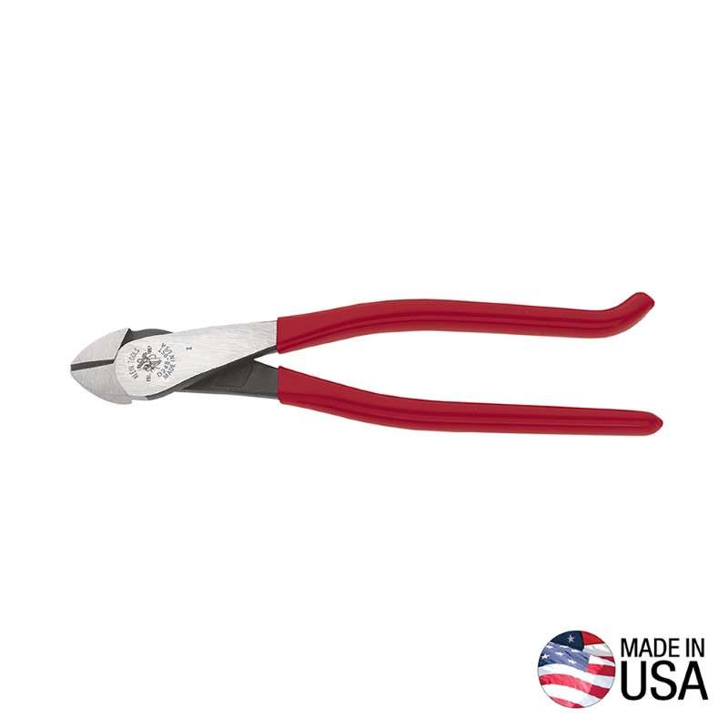 High-Leverage Diagonal Cutting Pliers with Hook Bend Handle and Angled Head, 9-3/16" Long