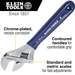 Extra Capacity Adjustable Wrench with 1-1/2" Jaw Capacity, 8-1/2" Long