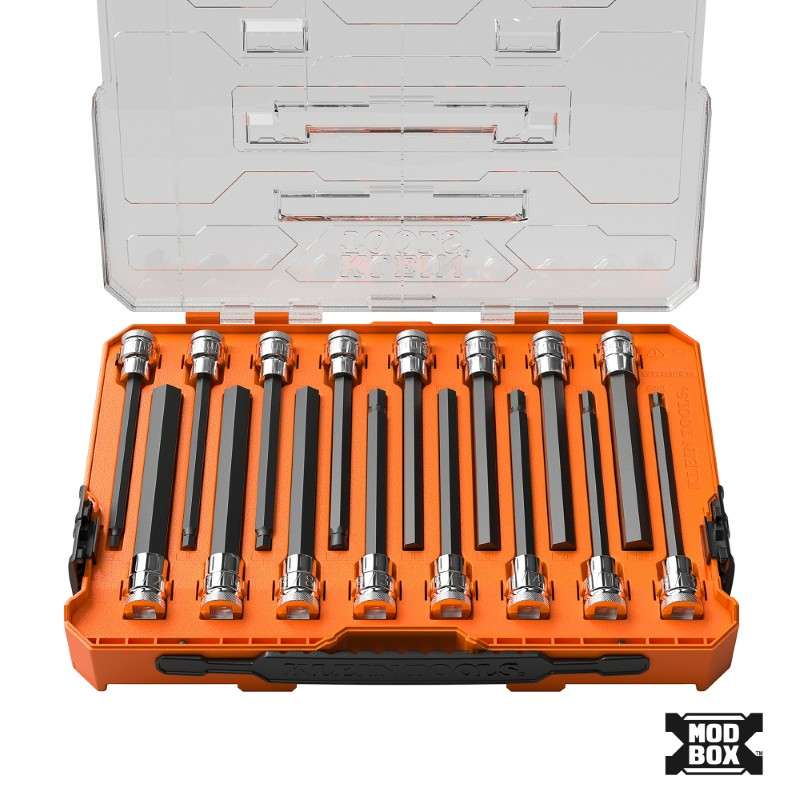 Long Hex Bit Socket Set, SAE and Metric, 16-Piece