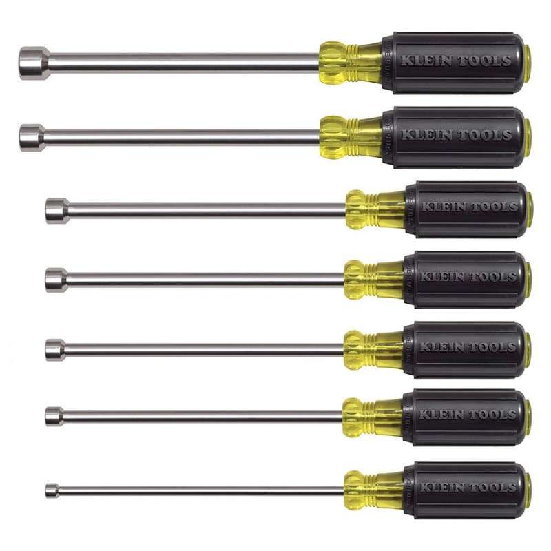 Nut Driver Set, Magnetic Nut Drivers, Tightening, 6" Shafts, 7-Piece