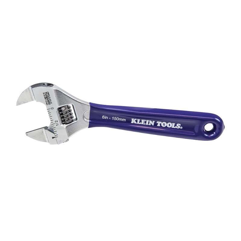 6" Slim-Jaw Adjustable Wrench with Blue Handle, 6 per Package