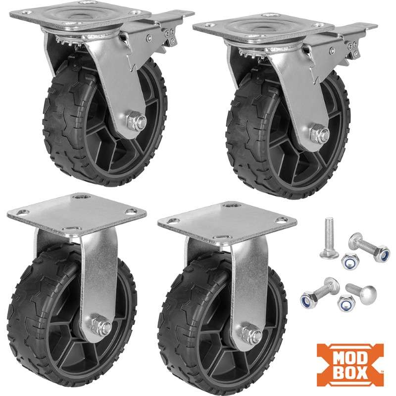 MODbox™Utility Cart Caster Replacement Wheel Set, 6-Inch, 4 Pack