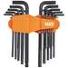 Long Ball-End Hex Key Set with Handle, SAE and Metric, 22-Piece