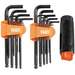 Long Ball-End Hex Key Set with Handle, SAE and Metric, 22-Piece