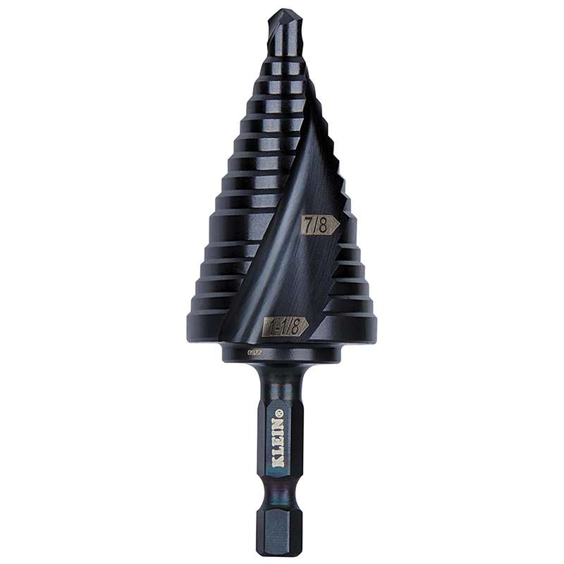 Quick Release Step Drill Bit with Spiral Flute, 7/8" to 1&1/8"