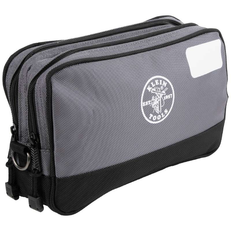 Double Zipper Bag, 12" x 7" x 3", Gray