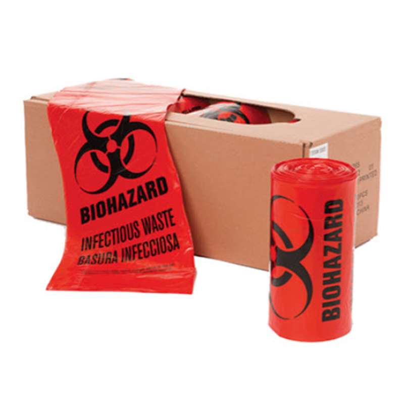 Biohazard/Infectuous Coreless Waste Liners, Red, 1.3miL, 24 x 23, 500 per Case