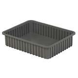 Non-ESD Stackable Divider Tote Box, 20-5/16 x 15-5/16 x 4-15/16" ID (Dividers not Included), Grey redirect to product page