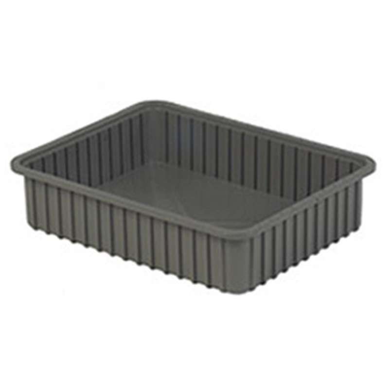 Non-ESD Stackable Divider Tote Box, 20-5/16 x 15-5/16 x 4-15/16" ID (Dividers not Included), Grey