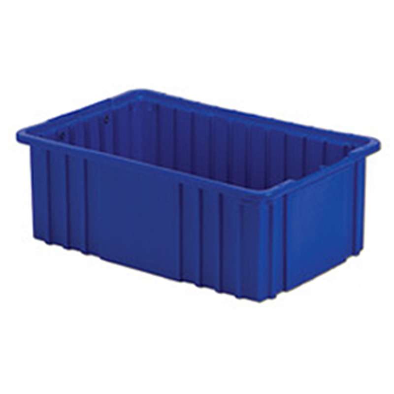 Non-ESD Stackable Divider Tote Box, Blue, 14-7/8 x 9-5/16 x 6" ID, Dividers Sold Separately