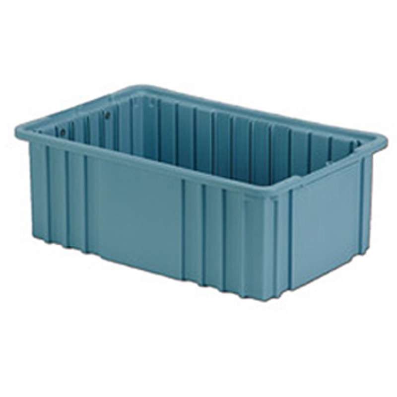 Non-ESD Stackable Divider Tote Box, Light Blue, 14-7/8 x 9-5/16 x 6" ID, Dividers Sold Separately