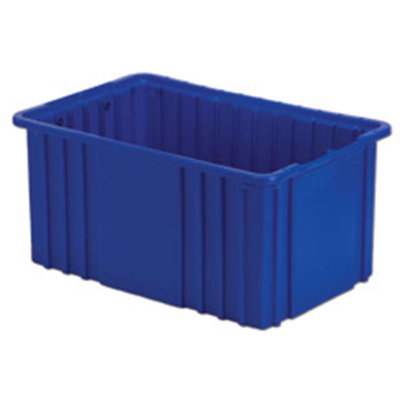 Non-ESD-Safe Stackable Divider Tote Box, Dark Blue, 15-1/8 x 9-5/16 x 8" I.D., Dividers Sold Separately