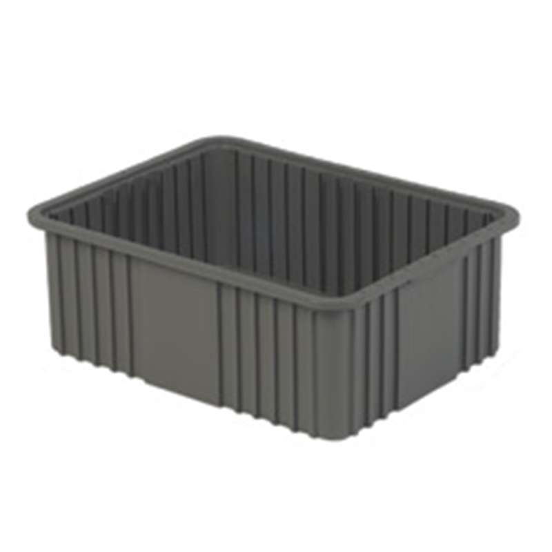 Dividable Stack ESD Tote Box Container, Gray, 22.4 x 17.4 x 8", 4 per Case