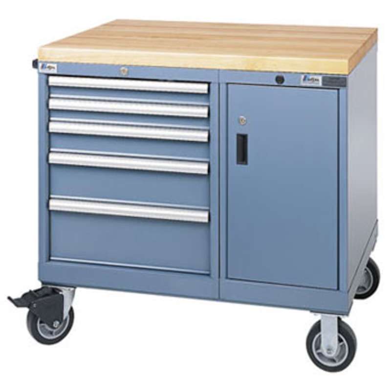 Xpress Mobile Cabinet STD 39"W x 28.5"D x 37.25"H w/ 5 Drawers and 1 Door/Shelf