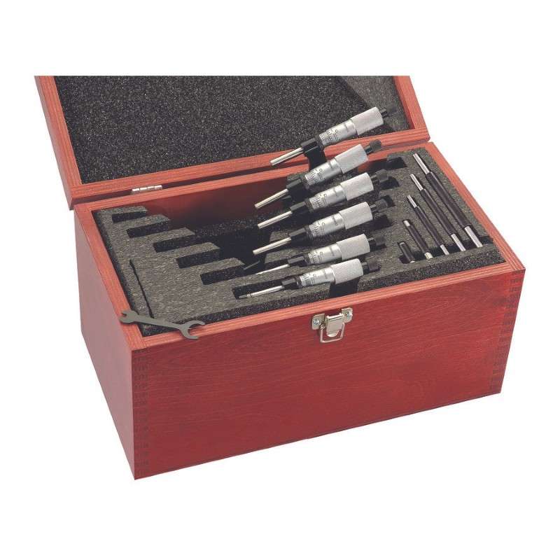 Outside Micrometer Set, Mechanical, 0"-6" Range, 0.0001 Graduations