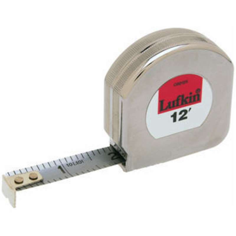 Mezurall® Chrome Clad® Measuring Tape, Reads in Inches w/ 1/10 Inch Scale, 1/2" x 12'