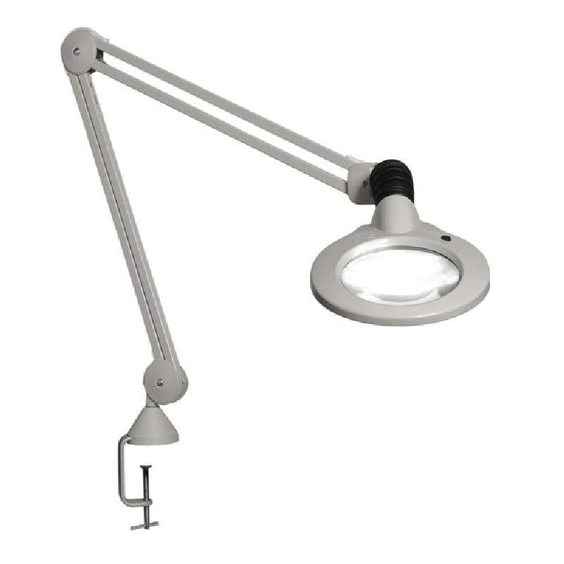 KFM LED 3-Diopter Magnifier with 30" Reach and Edge Clamp, Grey