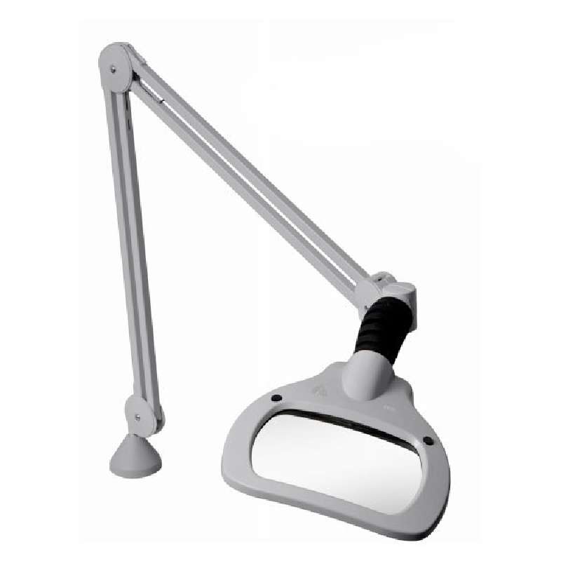 WAVE LED 3.5-Diopter Illuminated Magnifier with 45" Reach and Edge Mount Clamp, Light Grey
