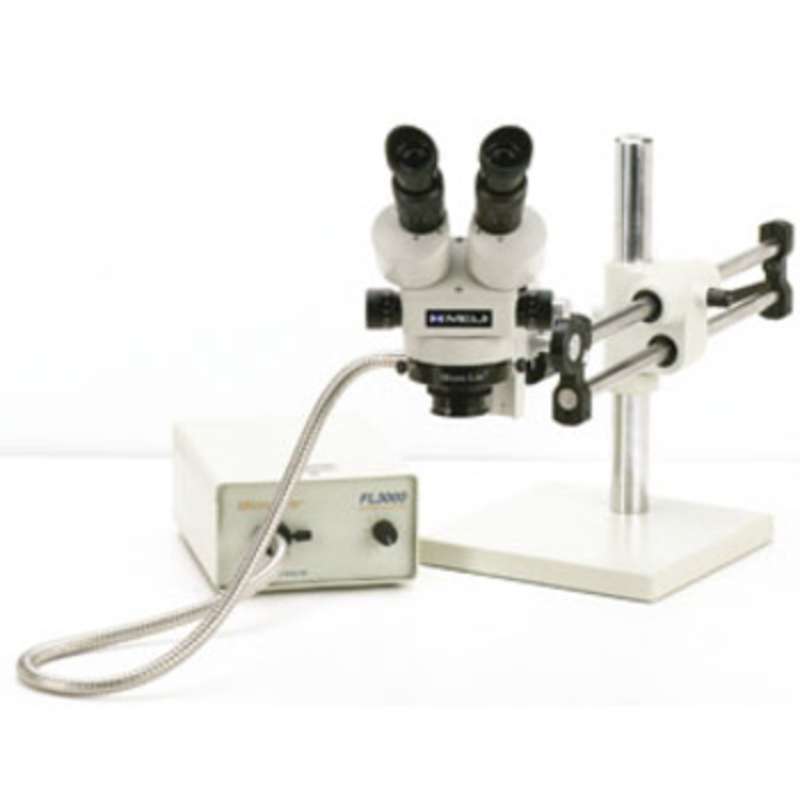 ESD-Safe Stereo-Zoom Microscope with Boom Stand and Fiber Optic Ring Light