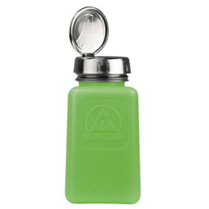 ESD-Safe Green durAstatic™ Solvent Dispenser Bottle with One-Touch Pump Top, 6 oz