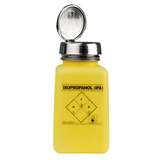 ESD-Safe Yellow durAstatic™ Solvent Dispenser Bottle with One-Touch Pump Top and IPA Markings, 6 oz redirect to product page
