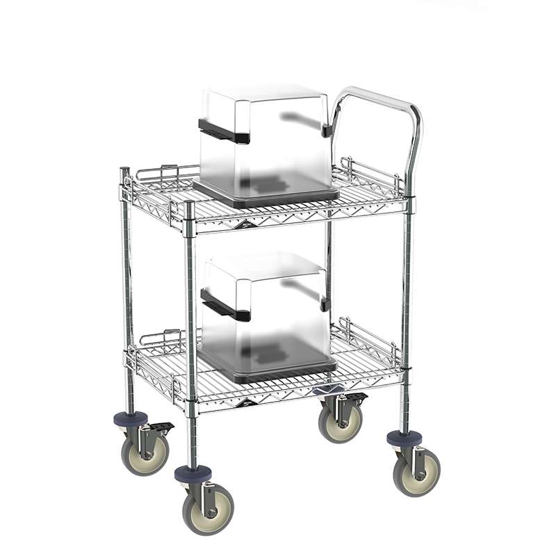 ESD Utility Cart, Chrome, Two Shelf, 24" x 48"