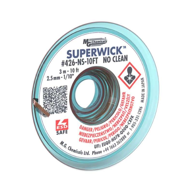 Super Wick  #4 Blue, static Free,  No Clean,  2.5mm - 1/10”,3.0M