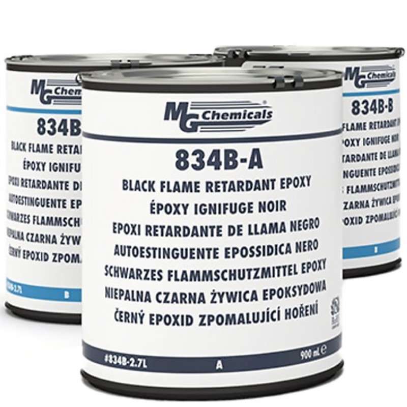 Flame Retardant Epoxy, 2-part, Black, 2.7 L, 3 Can Kit