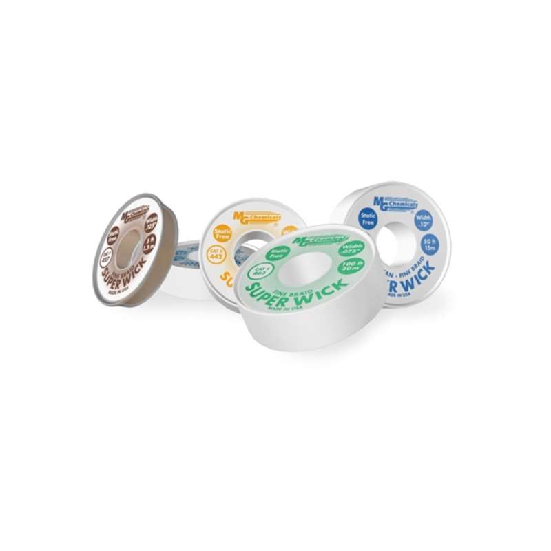 Super Wick™ Desoldering Braid, 0.025" x 5', #1, White ESD-Safe Spool