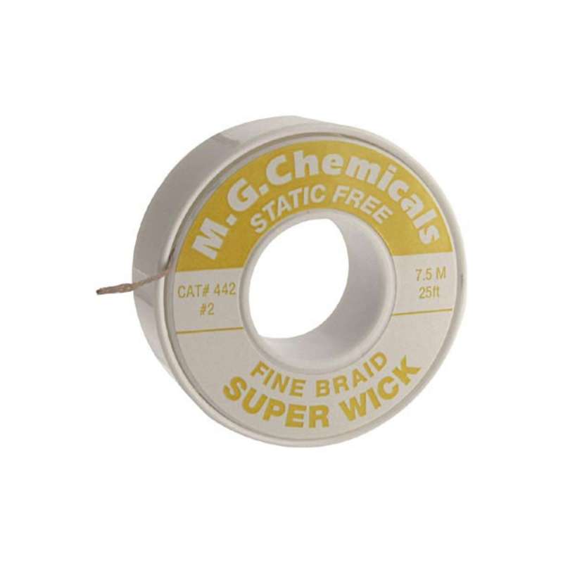 Super Wick Fine Braid Desoldering Braid With ESD-Safe Spool, Yellow, Size #2, 0.06" x 25'