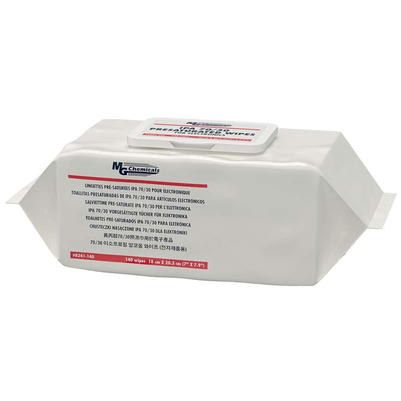 70% IPA Pre-Saturated Wipes for Electronics, 140 Wipes/Package, 6 Packages/Case