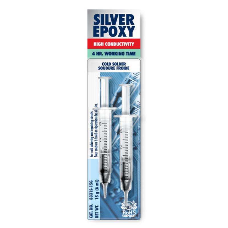 Silver Conductive Epoxy Adhesive, High Conductivity, Slow Cure, Two 3mL Syringes