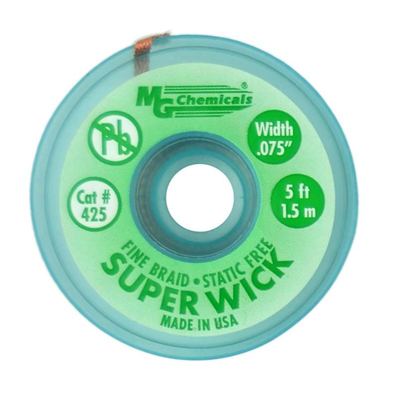 Super Wick™ Fine Desoldering Braid, #3 Green, .075" x 25'