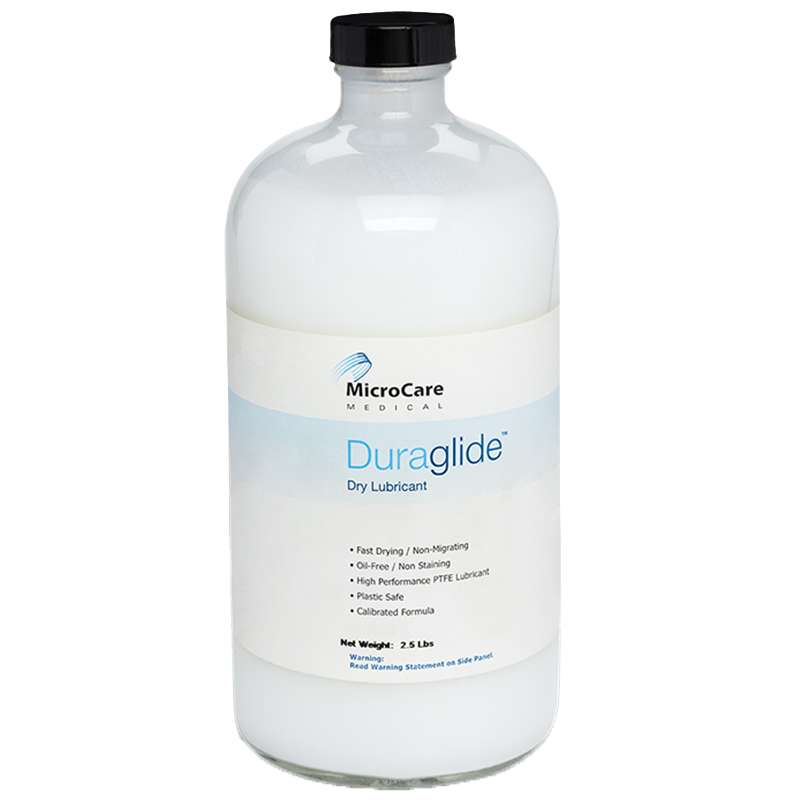 clear bottle of white substance with label