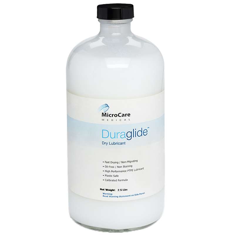 clear bottle of white substance with label