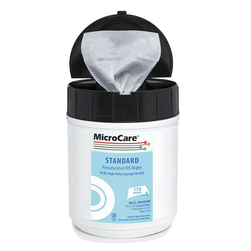 Open tub of wipes with one partially pulled out