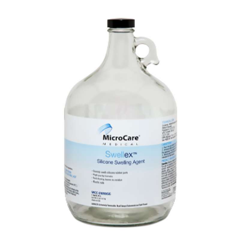 Jug, clear liquid, labeled Swellex