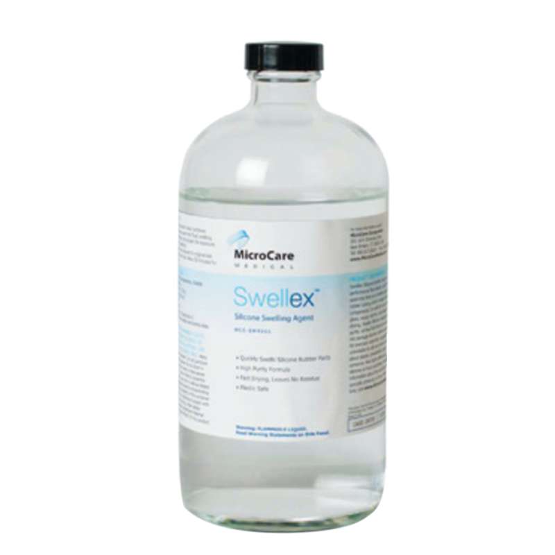 bottle, clear liquid, labeled Swellex