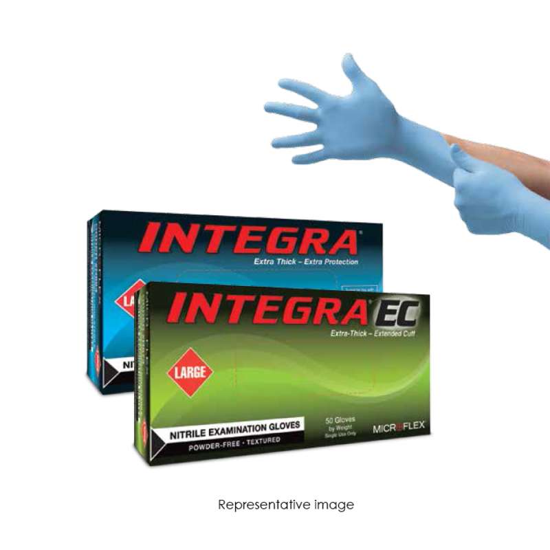 MICROFLEX®Integra® Powder Free Textured Blue 8mil Nitrile Gloves, Large, 9.5" Long, 50 per Box