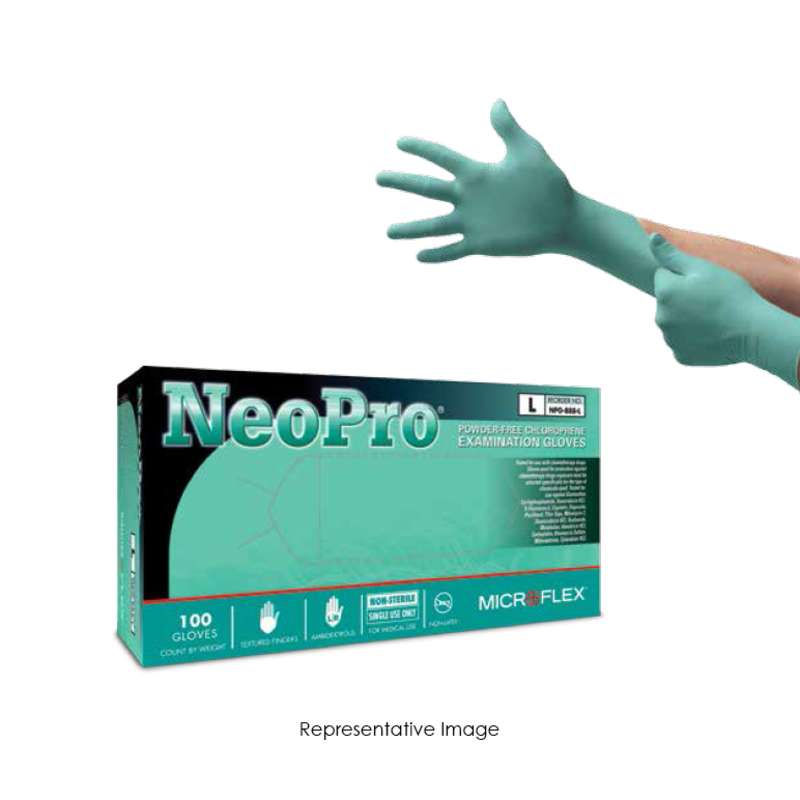 MICROFLEX®NeoPro® Powder Free Textured Green 5mil Chloroprene Gloves, X-Large, 9.5" Long, 100 per Box