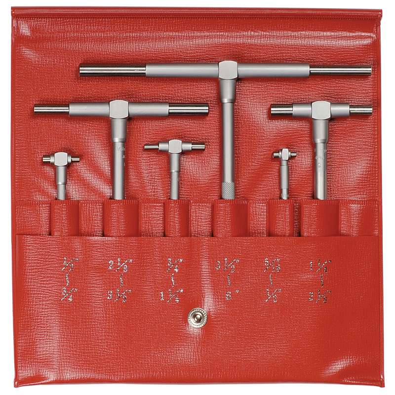 Series 155 Telescoping Six Gage Set with Knurled Clamps and Spring-Loaded Plungers, 8-150mm Range