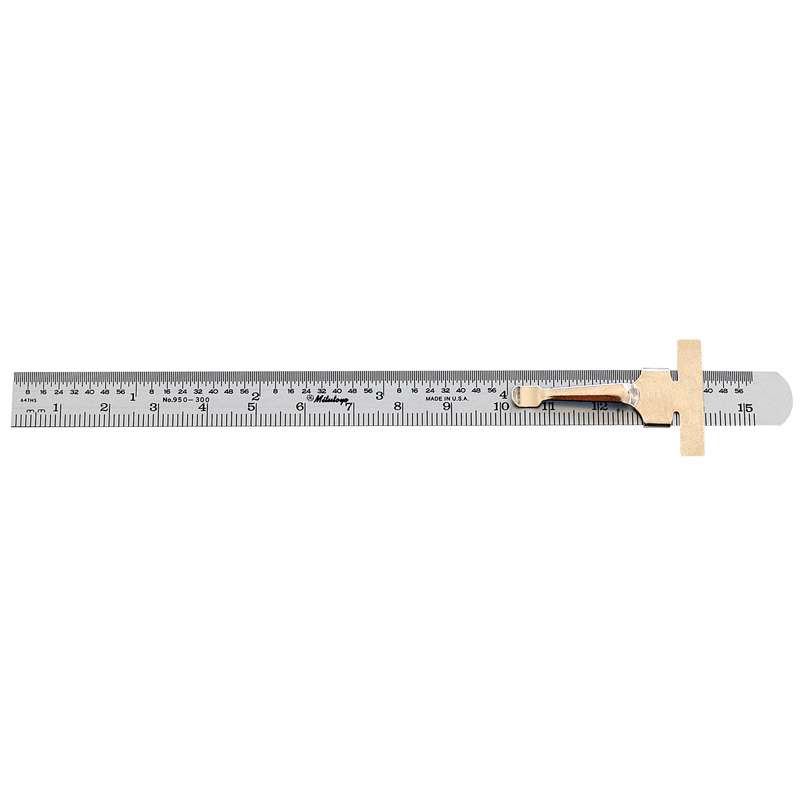 Series 950 Pocket Steel Rule with Inch/Metric Equivalents and Clip, 6" X150mm Long