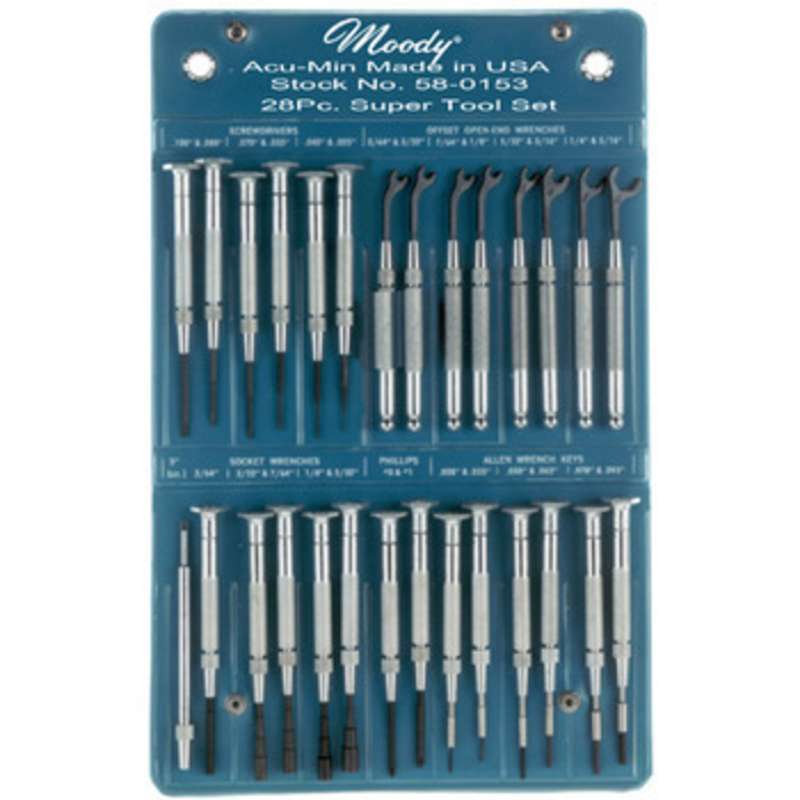 Screwdriver and Wrench Super Tool Set, Inch Sizes, with Steel Handles in a Vinyl Pouch, 28 Pieces