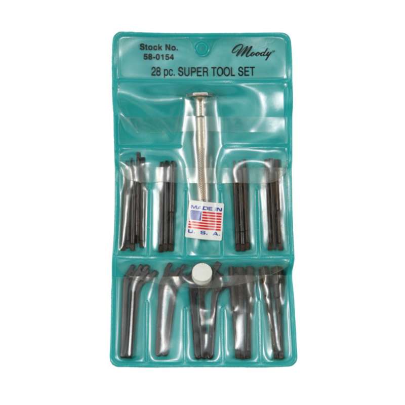 Screwdriver and Wrench Standard Inch Tool Set, with One Interchangeable Steel Handle in a Vinyl Pouch, 28 Pieces