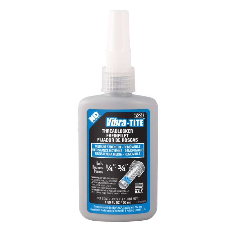 Vibra-Tite 121 Medium-Strength Threadlocker, Blue, Liquid, 50mL Bottle