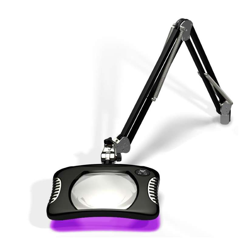 Green-Lite™ ESD-Safe 4-Diopter Combination UV / White Light LED Magnifier with 43" Reach and Clamp Base, Spectre Blue