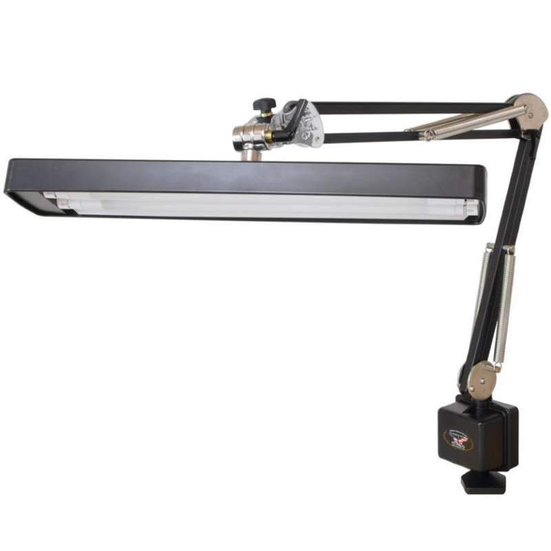 Longline Draftsman Lamp; 18" Shade Diameter; 37" Reach; Table Edge Clamp; Black; ESD Safe